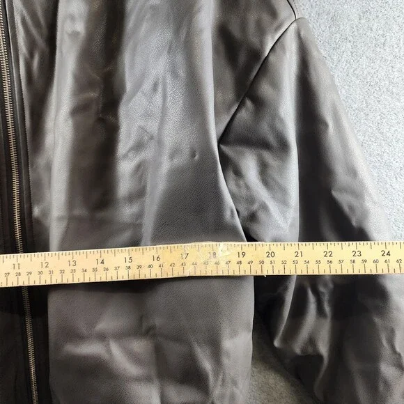 Stampd Faux Leather Oversized Cropped Bomber Jacket Men's L Charcoal Zip Closure